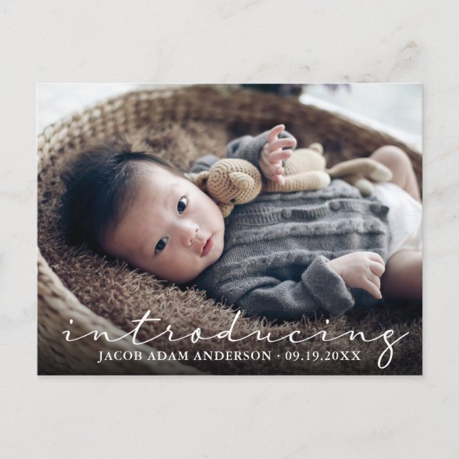 Introducing Second Baby Photo Birth Announcement Postcard (Front)