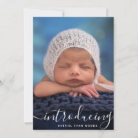 Introducing White Script Photo Overlay Baby Birtth Announcement