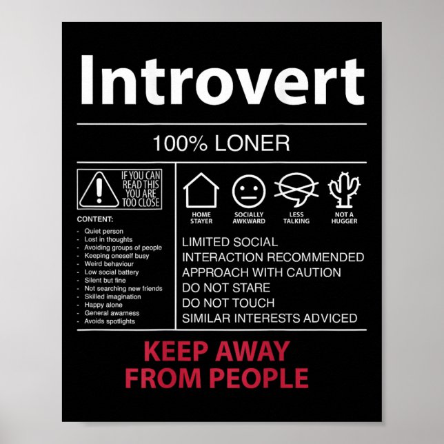 Introvert 100% Loner Keep Away From People - Intro Poster (Front)