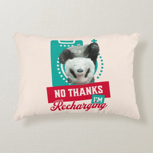 Introvert Burnout Panda Social Battery Design Accent Pillow (Front)