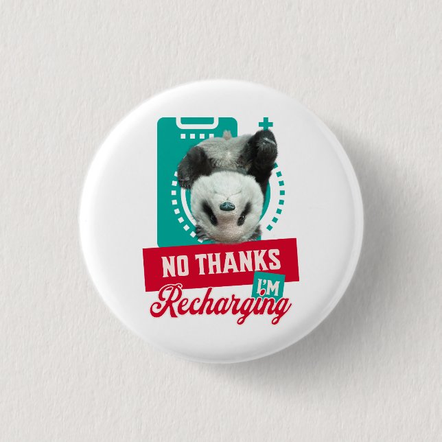 Introvert Burnout Panda Social Battery Design Button (Front)
