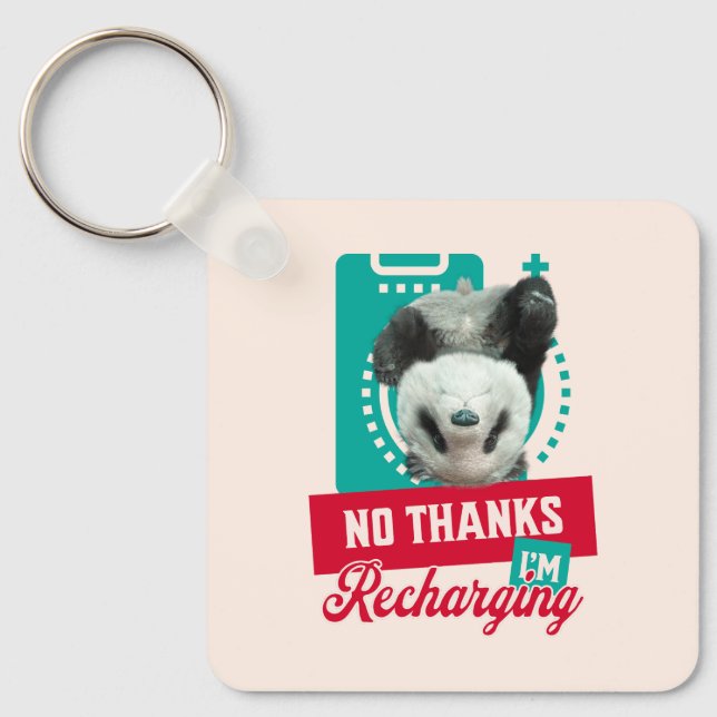 Introvert Burnout Panda Social Battery Design Keychain (Front)