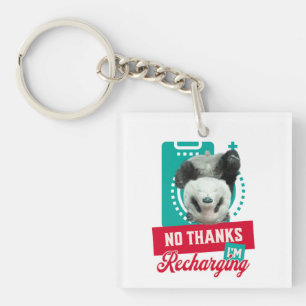 Introvert Burnout Panda Social Battery Design Keychain