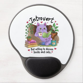 Introvert But Willing to Discuss Books and Cats Gel Mouse Pad