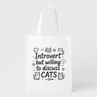 Introvert but willing to discuss cats grocery bag