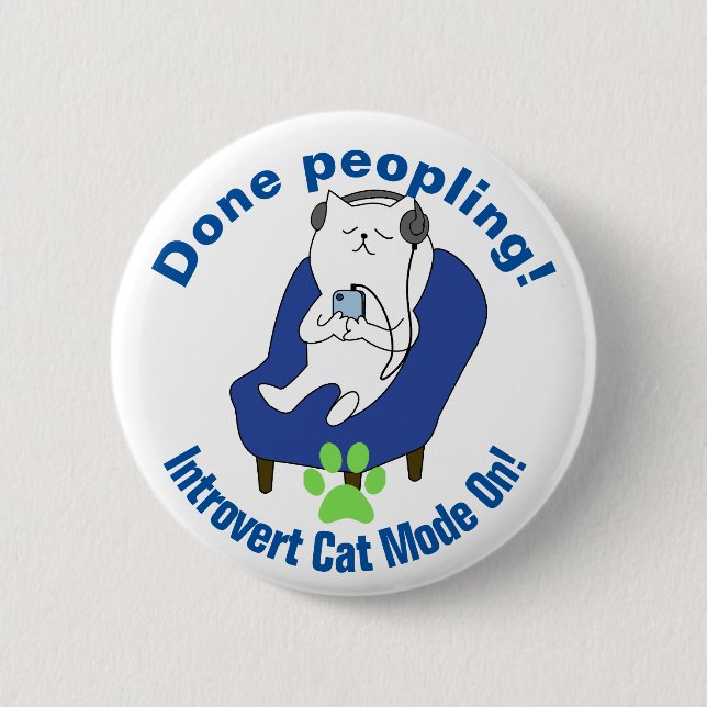Introvert Cat Button (Front)