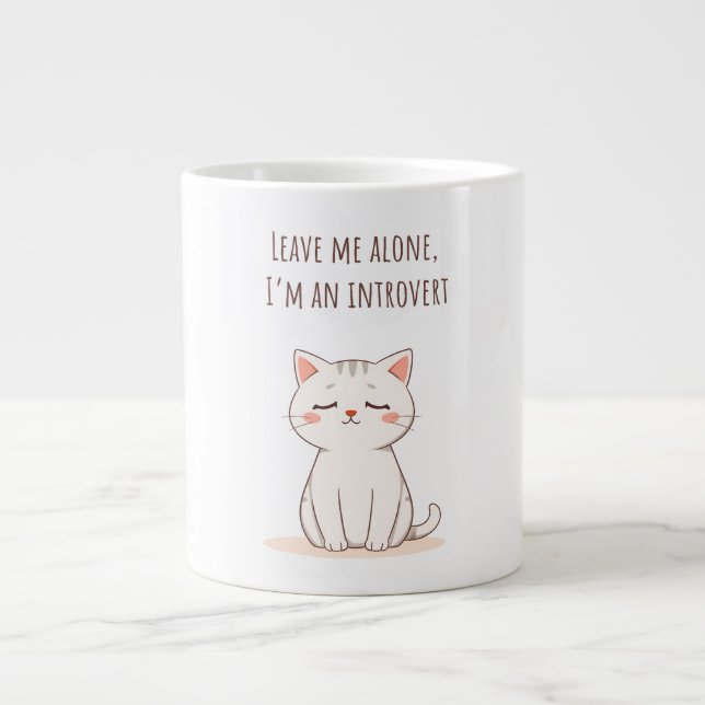 Introvert Cat Giant Coffee Mug (Front)
