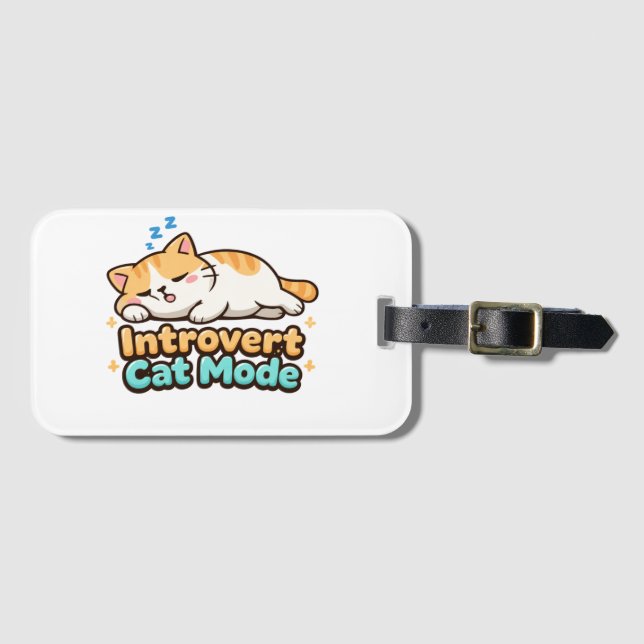 Introvert Cat Mode Funny  Luggage Tag (Front Horizontal)