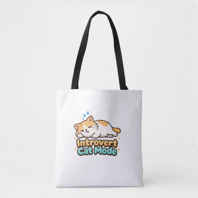 Introvert Cat Mode Funny  Tote Bag (Front)