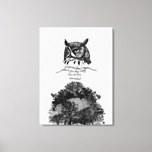 Introvert Empath Owl wisdom illustrated ink quote  Canvas Print