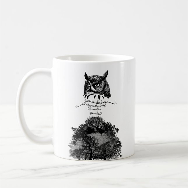 Introvert Empath Owl wisdom illustrated ink quote  Coffee Mug (Left)