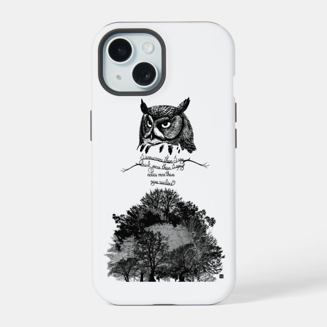 Introvert Empath Owl wisdom illustrated ink quote  Iphone Case (Back)