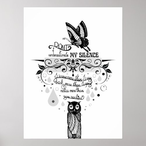 Introvert Empath Silence wisdom ink quote Poster