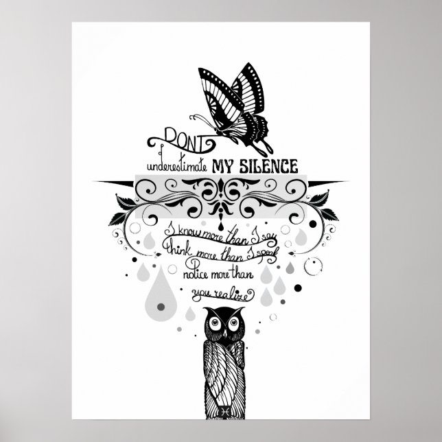 Introvert Empath Silence wisdom ink quote Poster (Front)