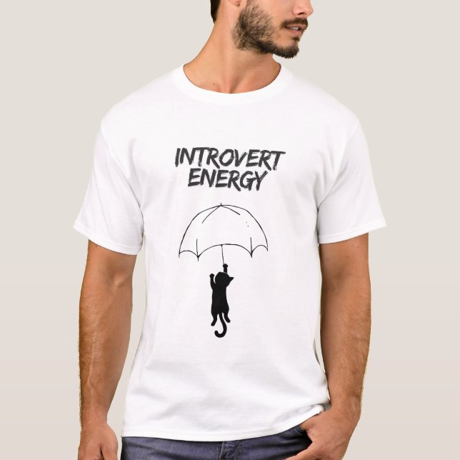 Introvert Energy – Editable Quote Cat T-Shirt (Front)