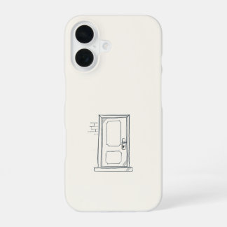 Introvert Gift Minimalist Closed Door Line Art iPhone 16 Case