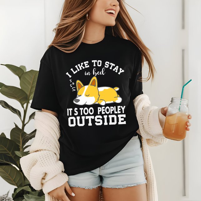 Introvert It's Too Peopley Outside Funny Corgi Dog Tri-Blend Shirt (Creator Uploaded)