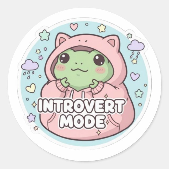 Introvert Mode Frog Sticker Cute Hoodie Frog Shy K (Front)