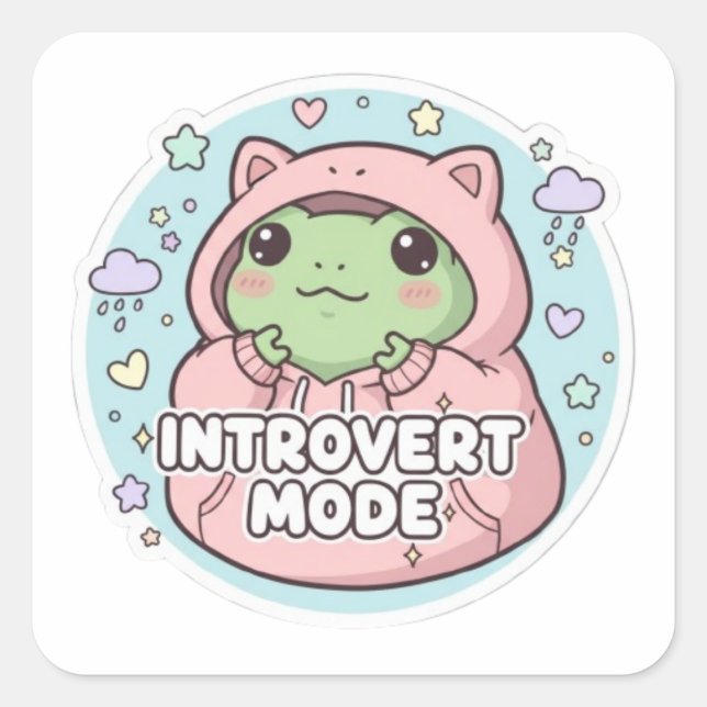 Introvert Mode Frog Sticker Cute Hoodie Frog Shy K (Front)