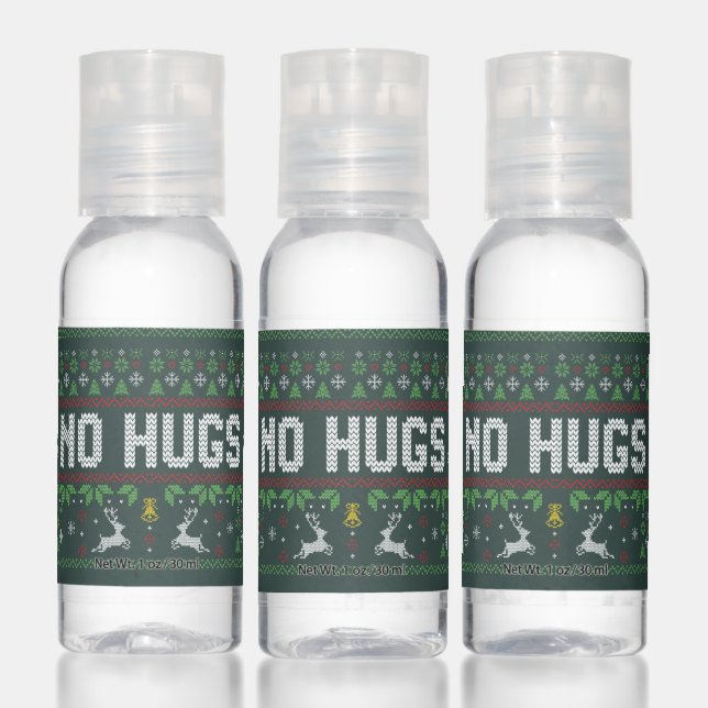 Introvert No Hugs Funny Ugly Christmas Sweater Hand Sanitizer (Set)