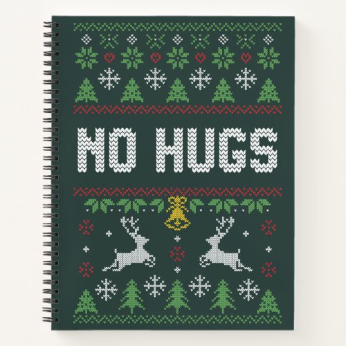 Introvert No Hugs Funny Ugly Christmas Sweater Notebook