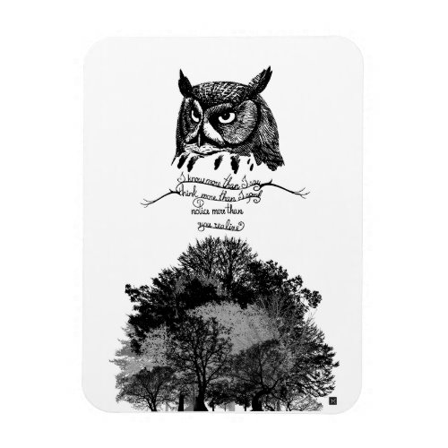 Introvert owl wisdom illustrated ink quote  magnet