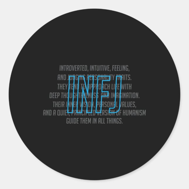 Introvert Personality Type Description Classic Round Sticker (Front)