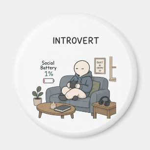Introvert Social Battery 1% Funny Introvert Meme Magnet