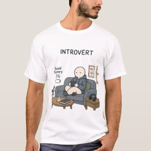 Introvert Social Battery 1% Funny Introvert Meme T-Shirt