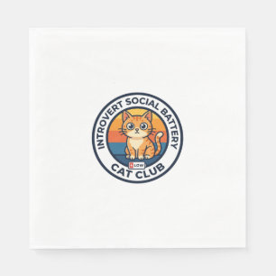 Introvert Social Battery Cat Cute Kitty Design - I Napkins
