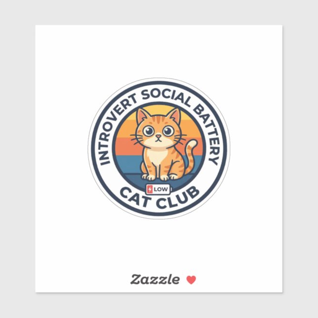 Introvert Social Battery Cat Cute Kitty Design - I Sticker (Sheet)