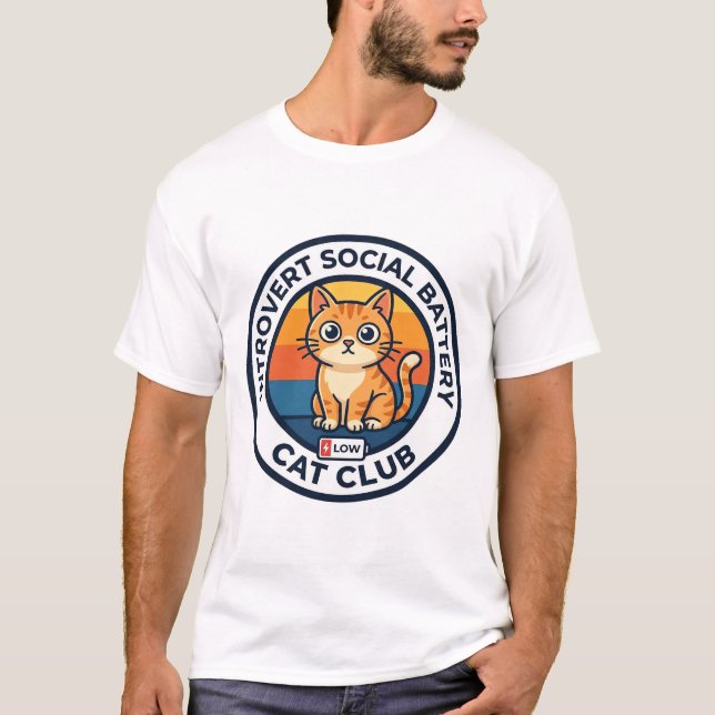 Introvert Social Battery Cat Cute Kitty Design - I T-Shirt (Front)
