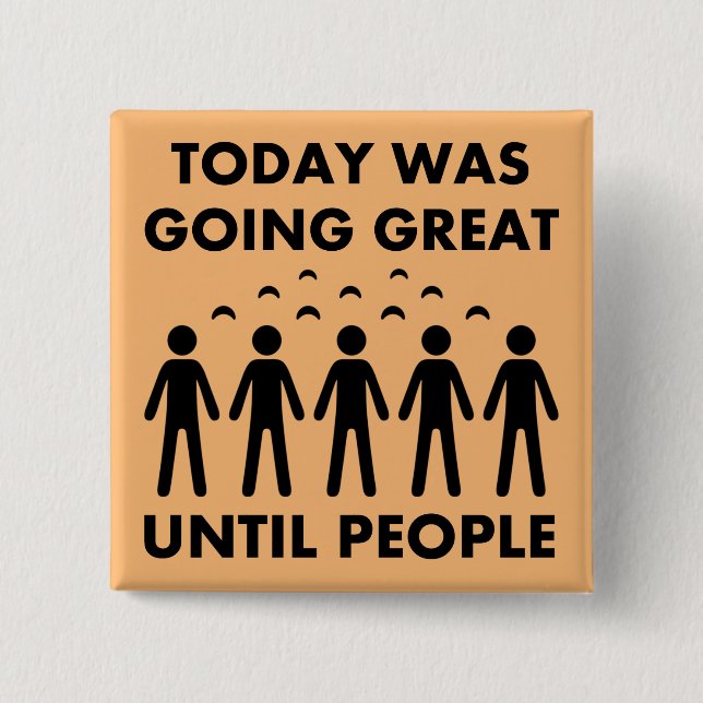 Introvert Until People Funny Button Badge Pin (Front)