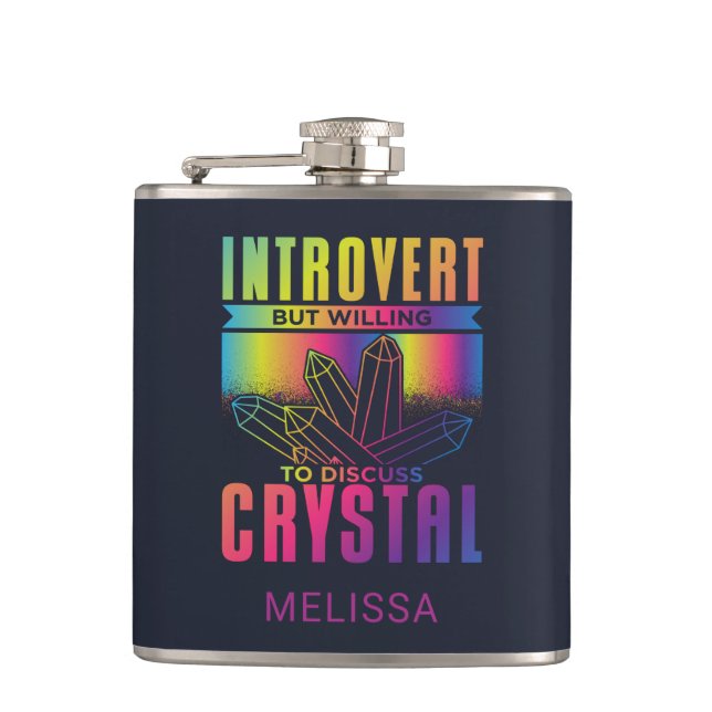 Introvert Willing to Discuss Crystal Personalized Flask (Front)