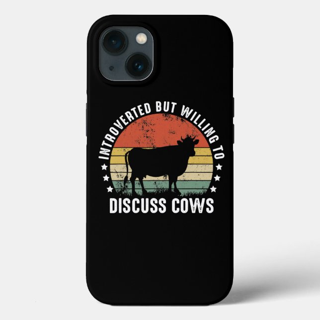 Introverted But Willing To Discuss Cows Funny Cow Case-Mate iPhone Case (Back)