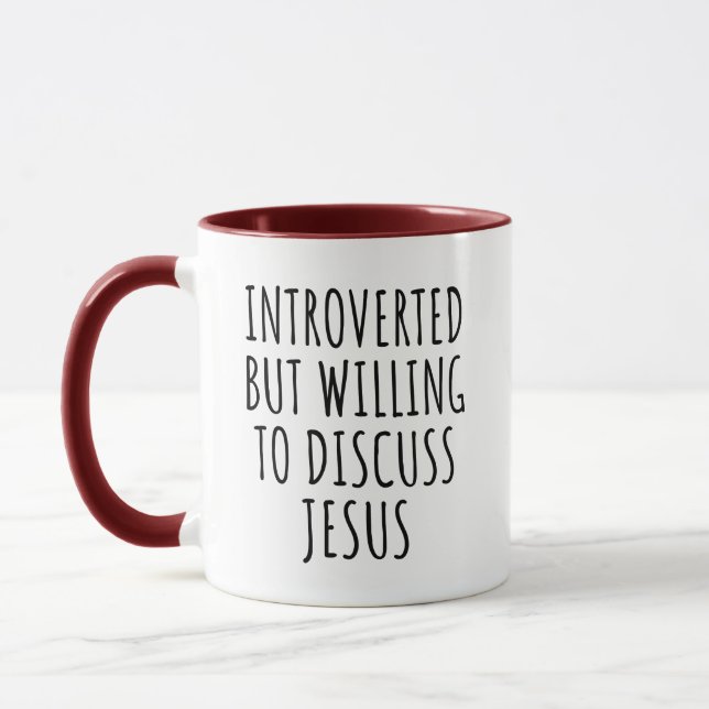 Introverted but Willing to Discuss Jesus Christian Mug (Left)