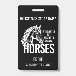 Introverted horses funny tack store sales badge