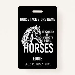 Introverted horses funny tack store sales badge