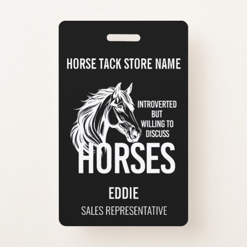 Introverted horses funny tack store sales badge