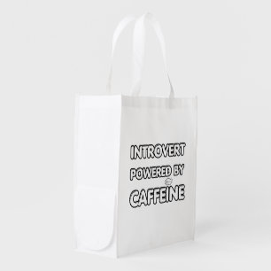 Introverted powered by caffeine grocery bag