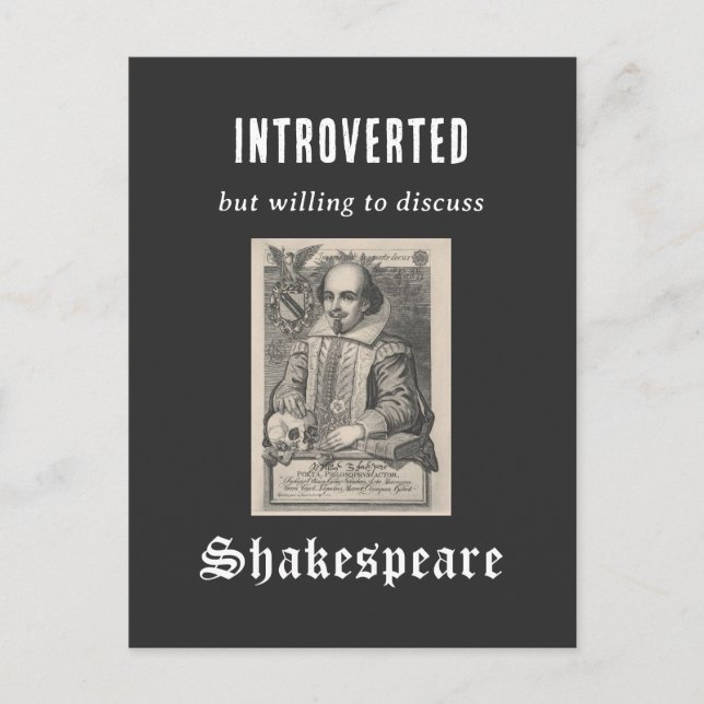 Introverted Shakespeare Literature Drama Funny Postcard (Front)