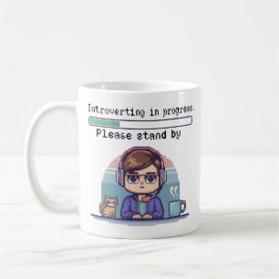 Introverting in Progress – Funny Retro Pixel Coffee Mug