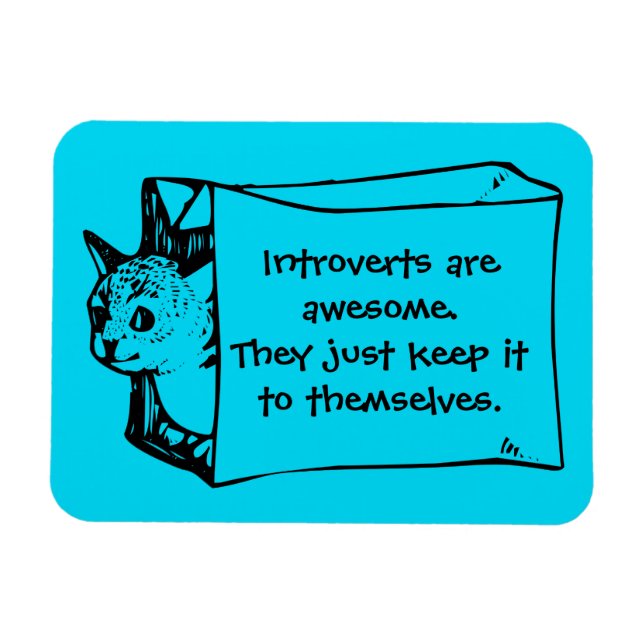 Introverts are Awesome Cat in a Bag Sticker Magnet (Horizontal)