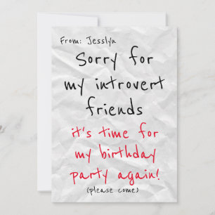 Introvert's Birthday Invitation - Funny Invitation