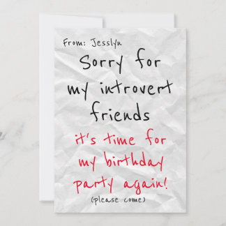 Introvert's Birthday Invitation - Funny Invitation