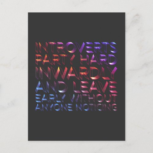 Introverts party hard inwardly postcard