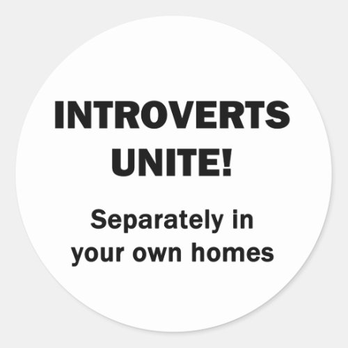 Introverts Unite Classic Round Sticker