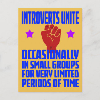 introverts unite postcard