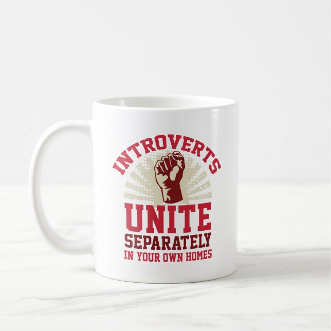 Introverts Unite Postcard Coffee Mug (Left)