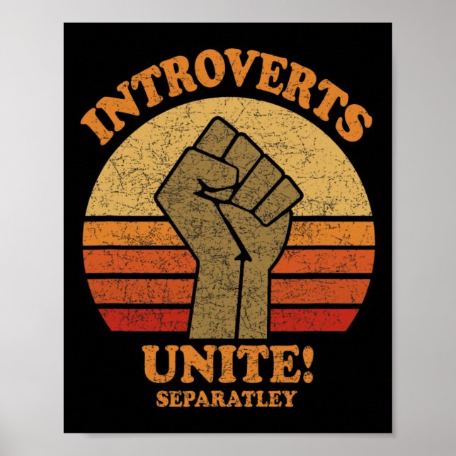 Introverts Unite Separately Funny Vintage Sunset  Poster (Front)